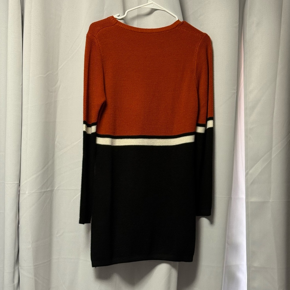 Orange and Black Colorblock Sweater Dress
